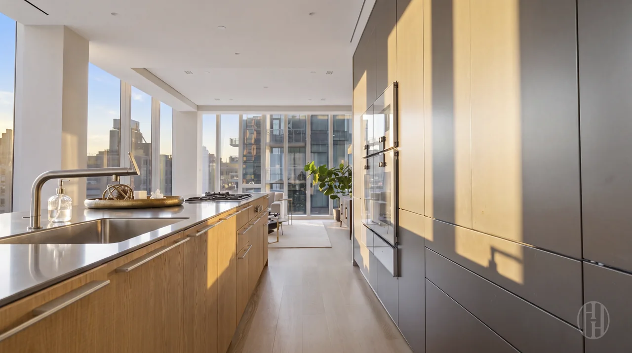 Kitchen cabinetry and island at 515 West 29th Street, Residence 9